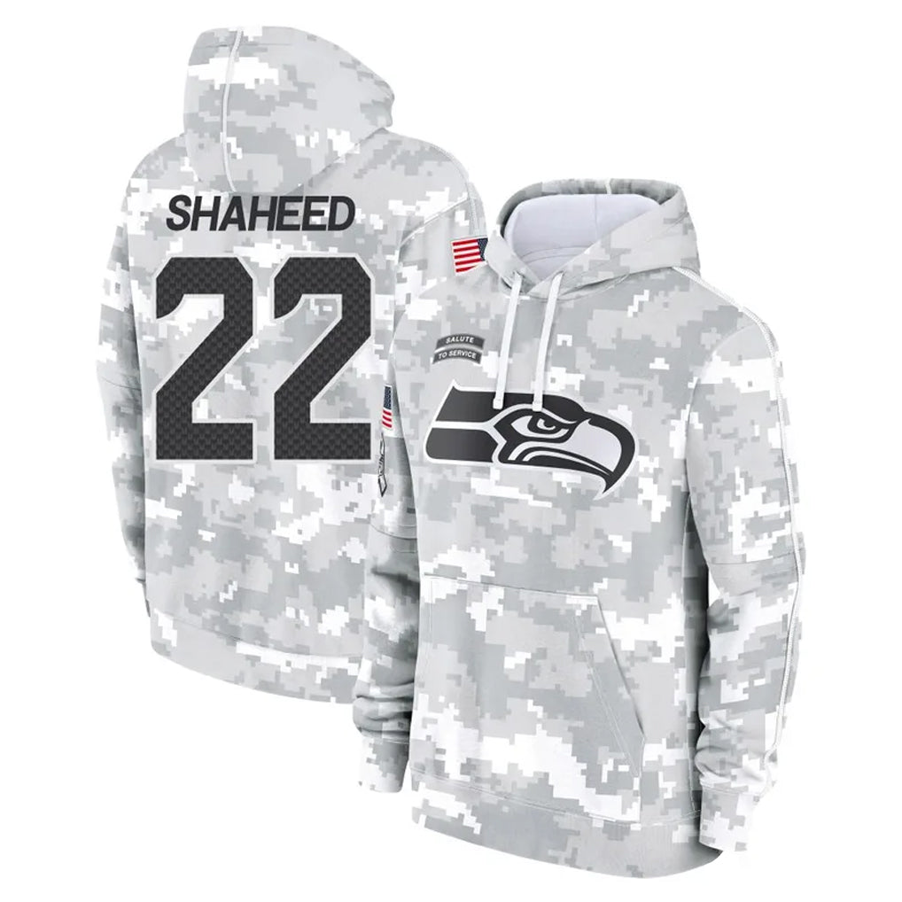 Tocy S.Seahawks #22 Rashid Shaheed Player Arctic Camo Limited Salute to Service Pullover Hoodies Game Stitched Jerseys