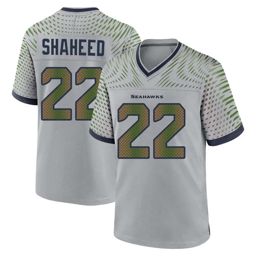 Tocy S.Seahawks #22 Rashid Shaheed Player Grey 2025 Rivalries Collection Home Game Stitched Jerseys