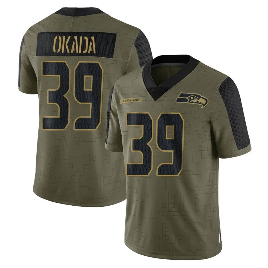 Tocy S.Seahawks #39 Ty Okada Player Olive Salute To Service Limited Game Stitched Jerseys