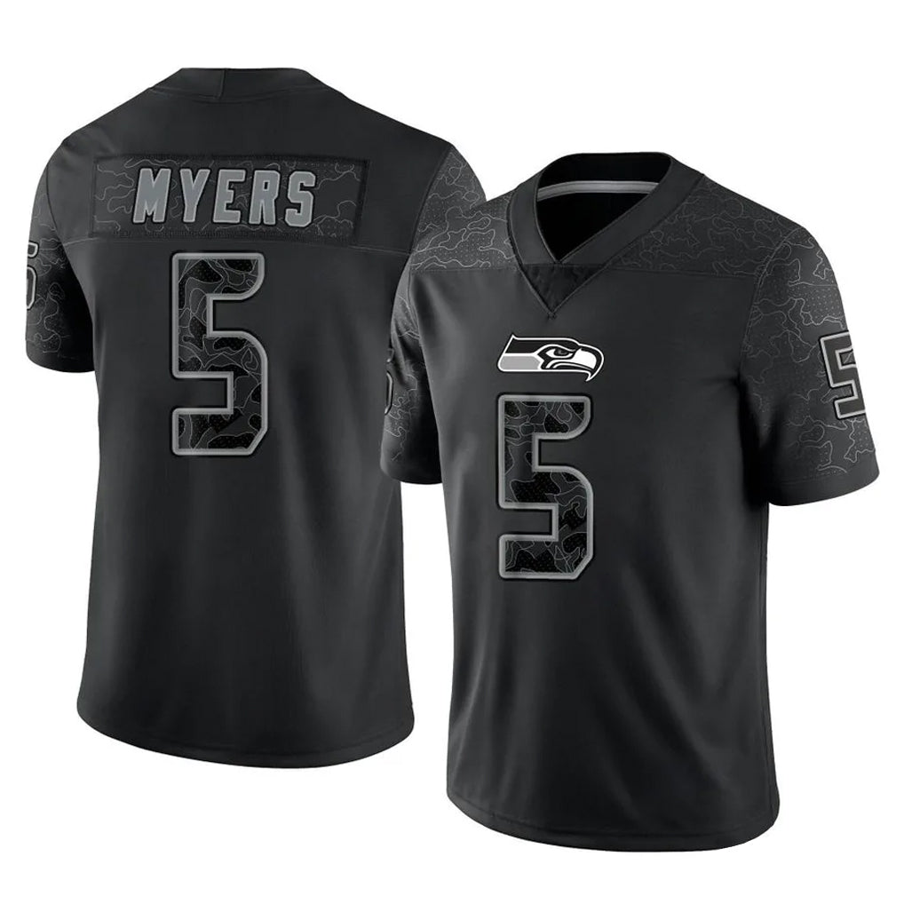 Tocy S.Seahawks #5 Jason Myers Player Black Limited Reflective Home Game Stitched Jerseys
