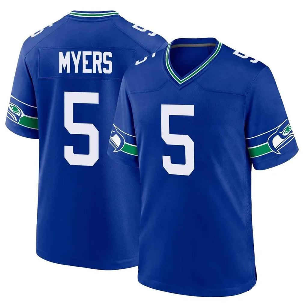 Tocy S.Seahawks #5 Jason Myers Player Royal Throwback Home Game Stitched Jerseys