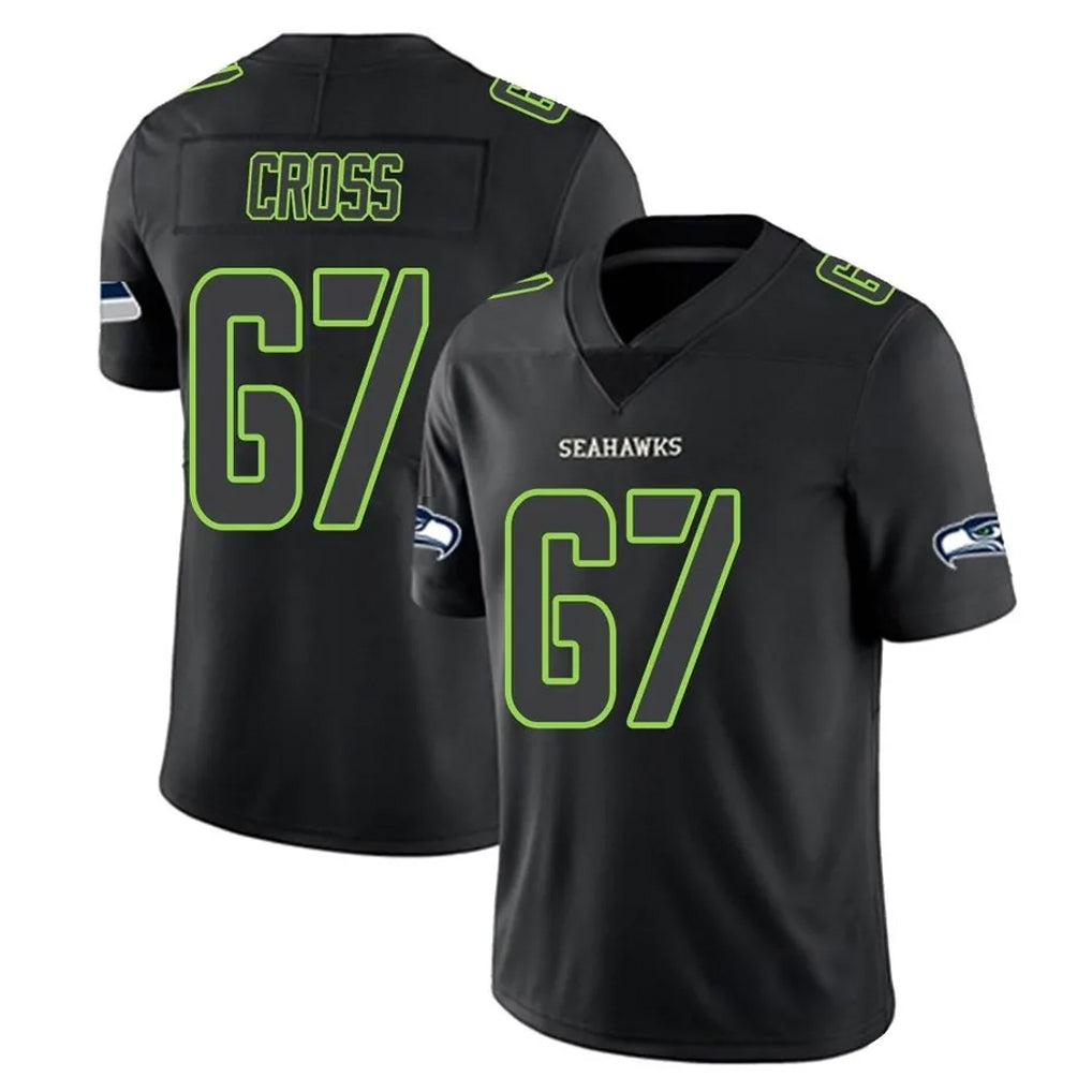 Tocy S.Seahawks #67 Charles Cross Player Black Impact Limited Home Game Stitched Jerseys