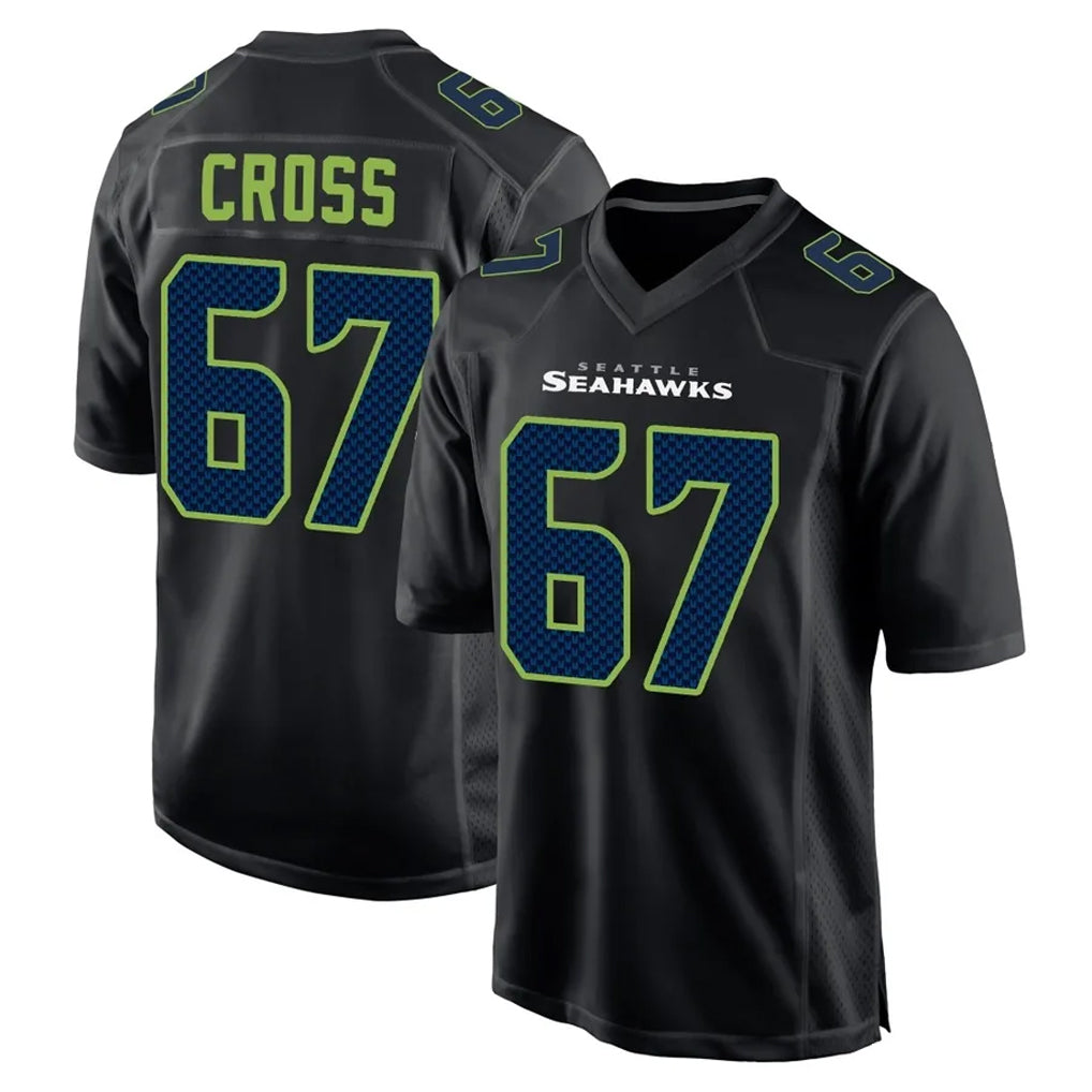 Tocy S.Seahawks #67 Charles Cross Player Black Limited Fashion Home Game Stitched Jerseys