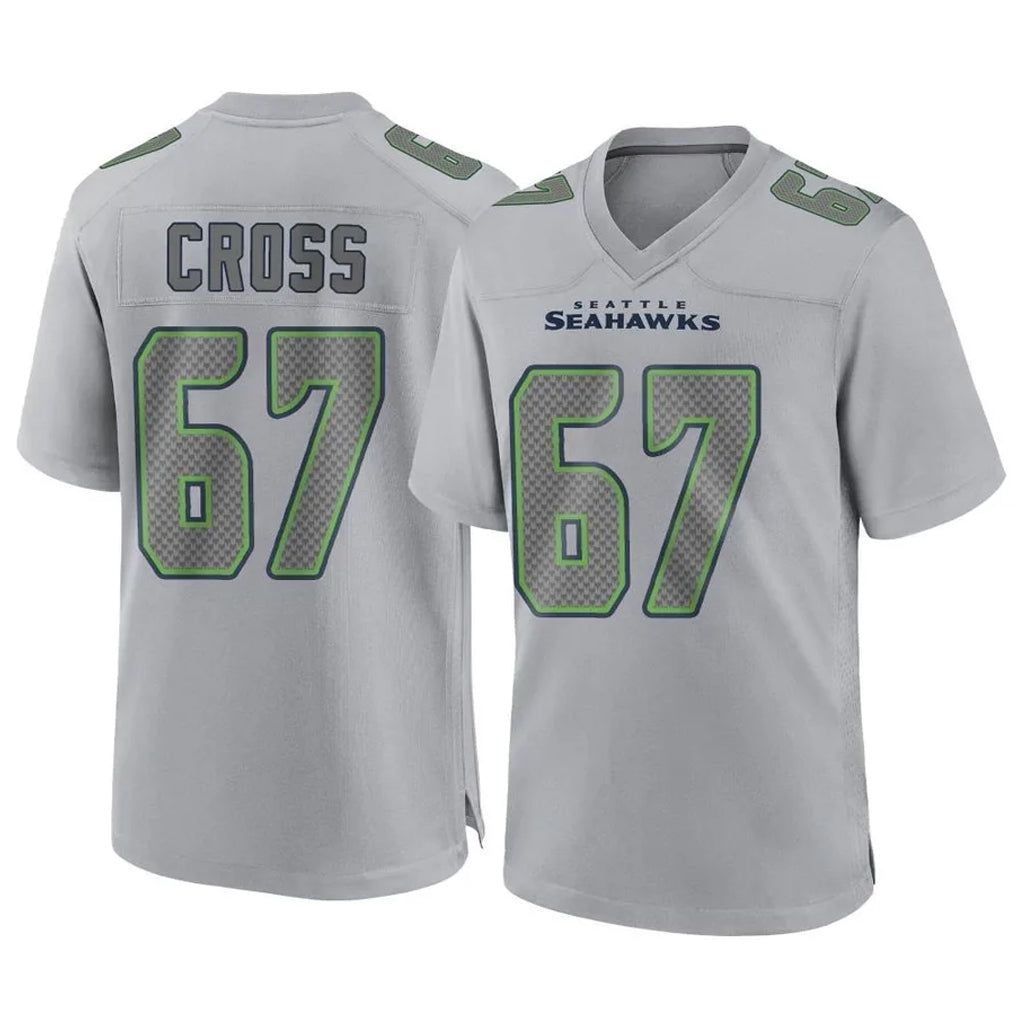 Tocy S.Seahawks #67 Charles Cross Player Gray Atmosphere Fashion Home Game Stitched Jerseys