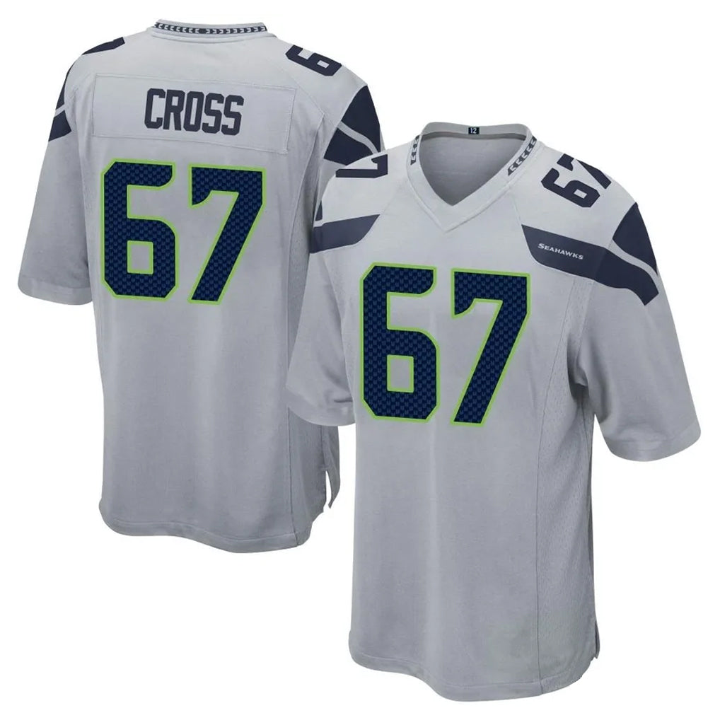Tocy S.Seahawks #67 Charles Cross Player Gray Home Game Stitched Jerseys