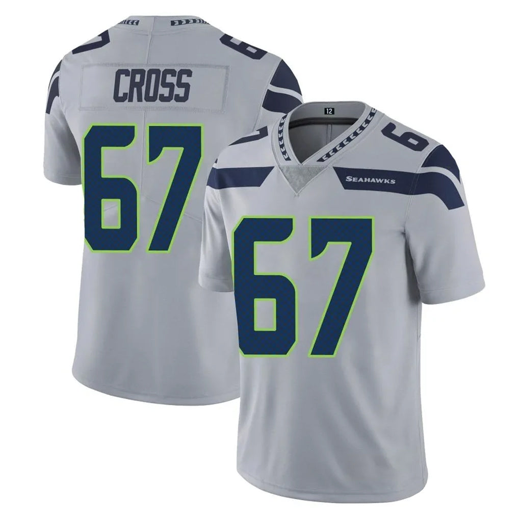 Tocy S.Seahawks #67 Charles Cross Player Gray Limited Vapor Untouchable Home Game Stitched Jerseys