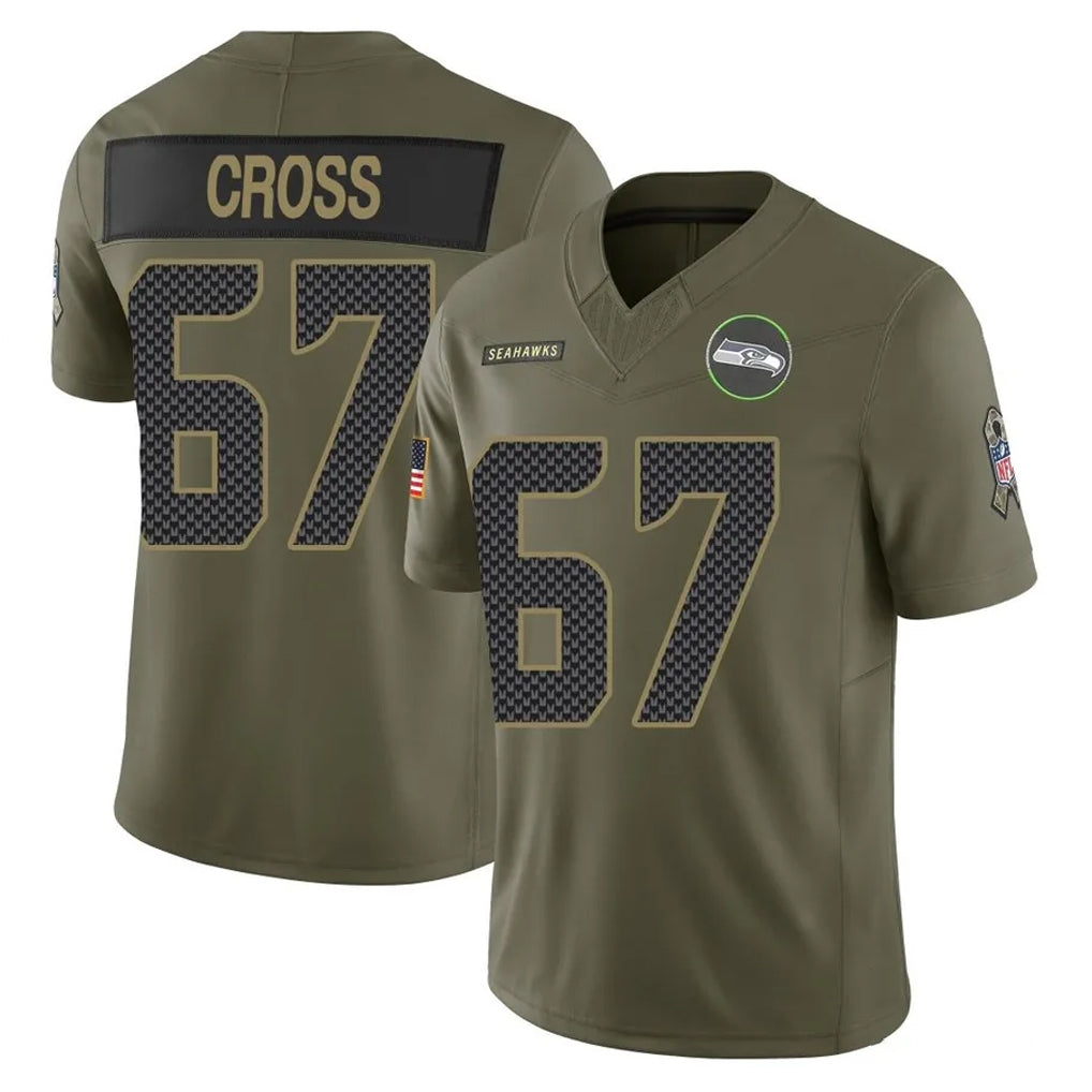 Tocy S.Seahawks #67 Charles Cross Player Olive 2025 Salute To Service Limited Home Game Stitched Jerseys