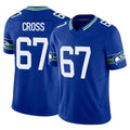 Tocy S.Seahawks #67 Charles Cross Player Royal Limited Throwback Vapor F.U.S.E. Home Game Stitched Jerseys