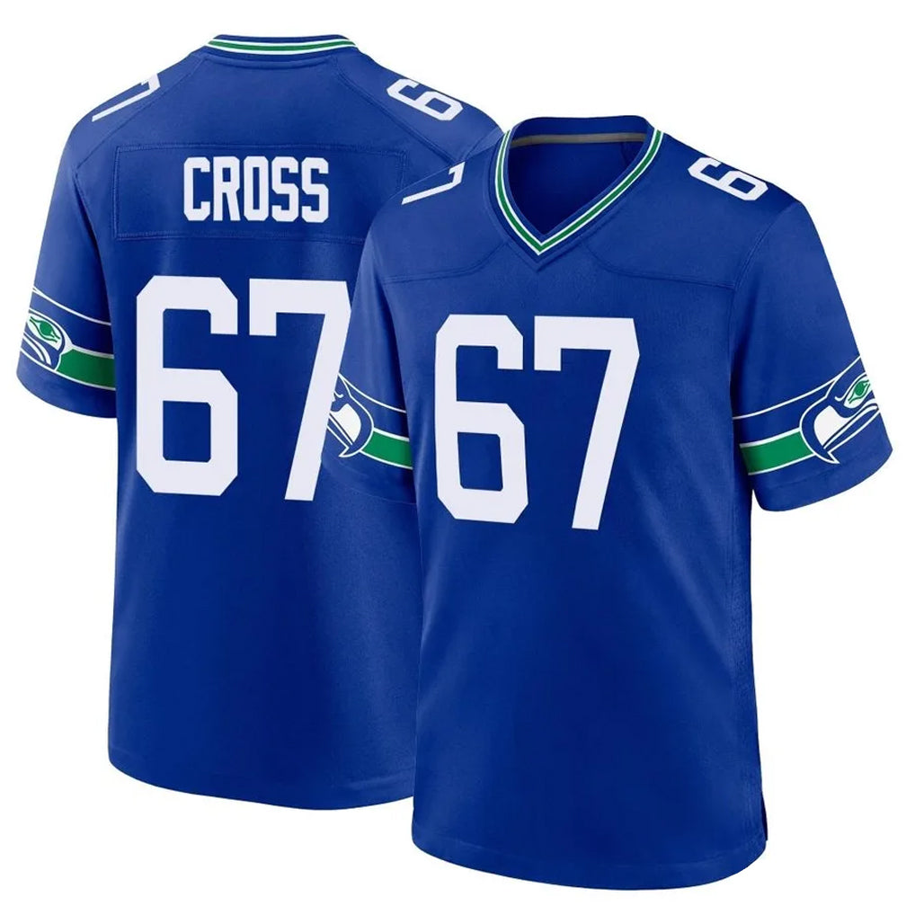 Tocy S.Seahawks #67 Charles Cross Player Royal Throwback Home Game Stitched Jerseys