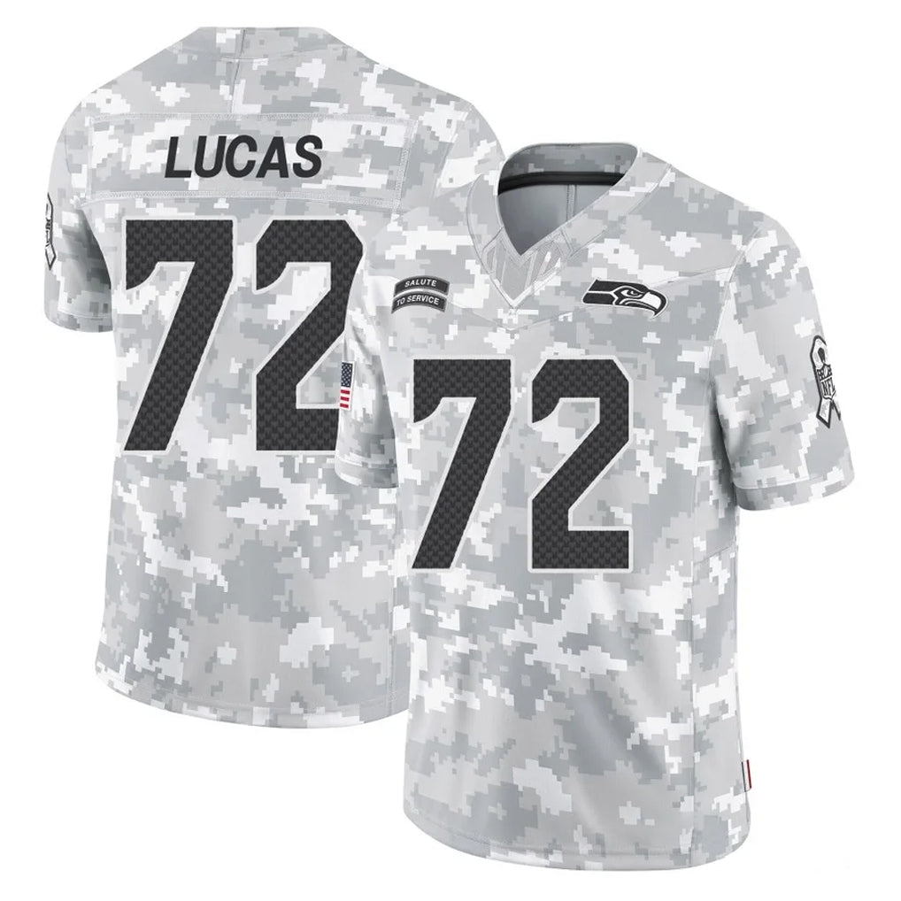 Tocy S.Seahawks #72 Abraham Lucas Player Arctic Camo Limited Salute To Service Home Game Stitched Jerseys