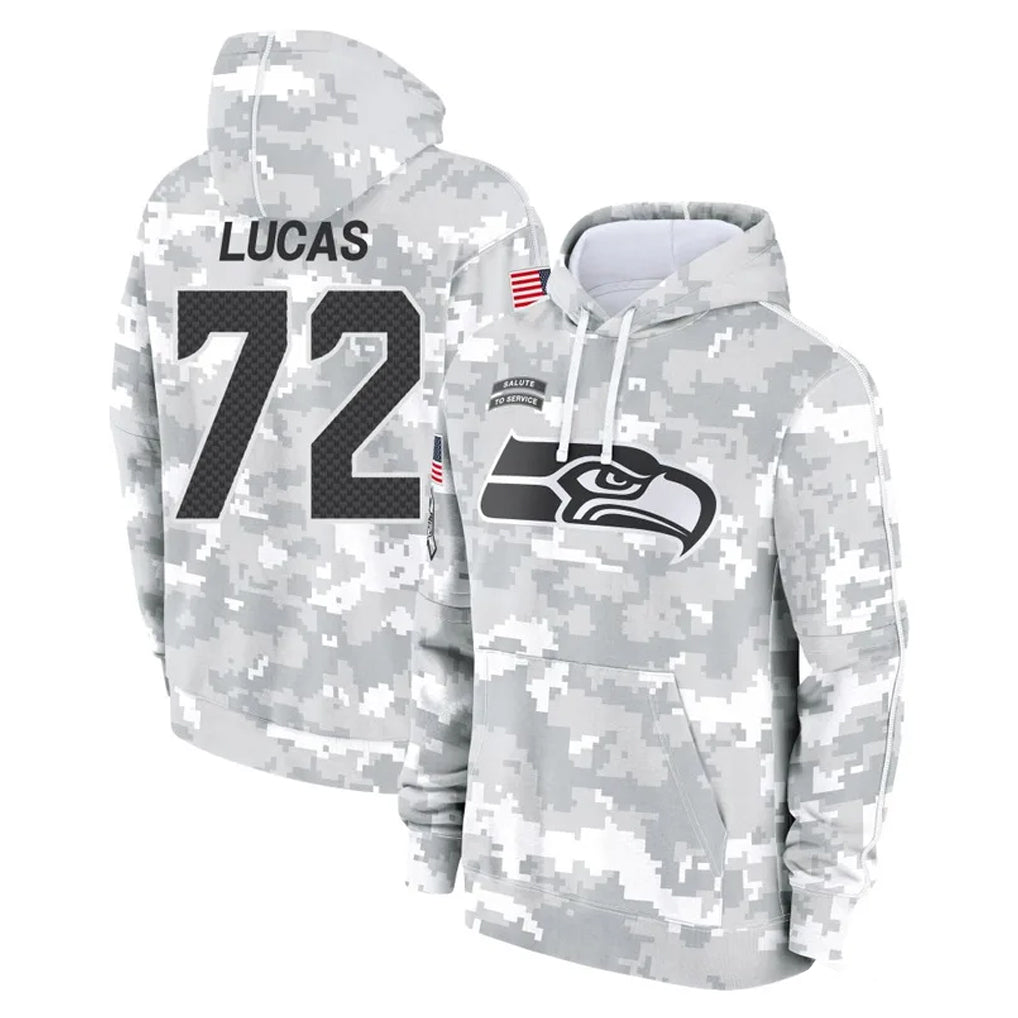 Tocy S.Seahawks #72 Abraham Lucas Player Arctic Camo Limited Salute to Service Pullover Hoodies Game Stitched Jerseys
