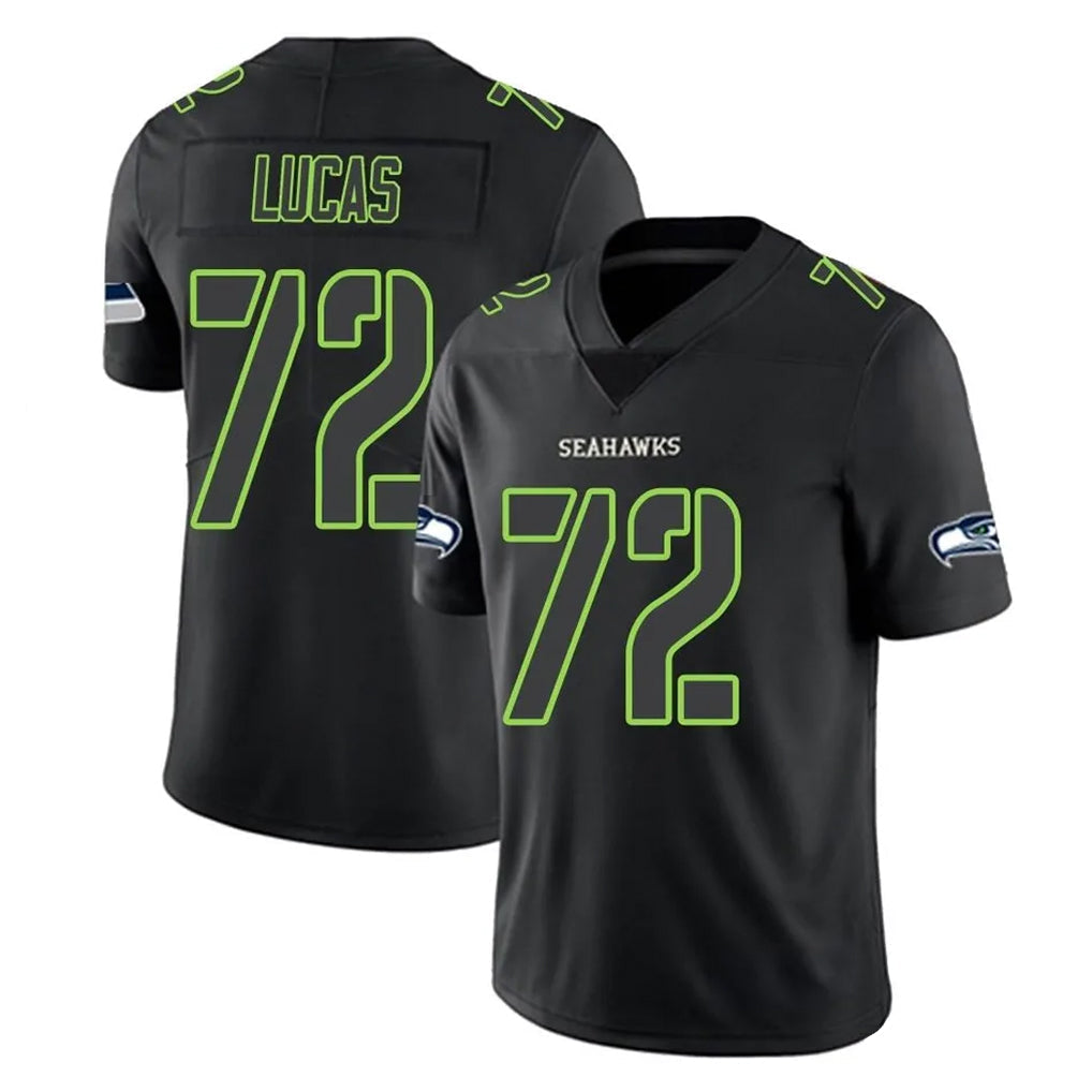 Tocy S.Seahawks #72 Abraham Lucas Player Black Impact Limited Home Game Stitched Jerseys