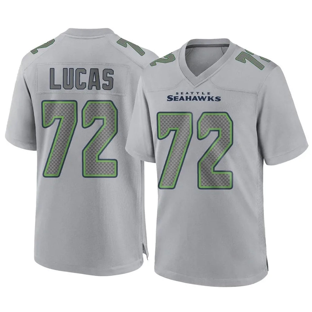 Tocy S.Seahawks #72 Abraham Lucas Player Gray Atmosphere Fashion Home Game Stitched Jerseys