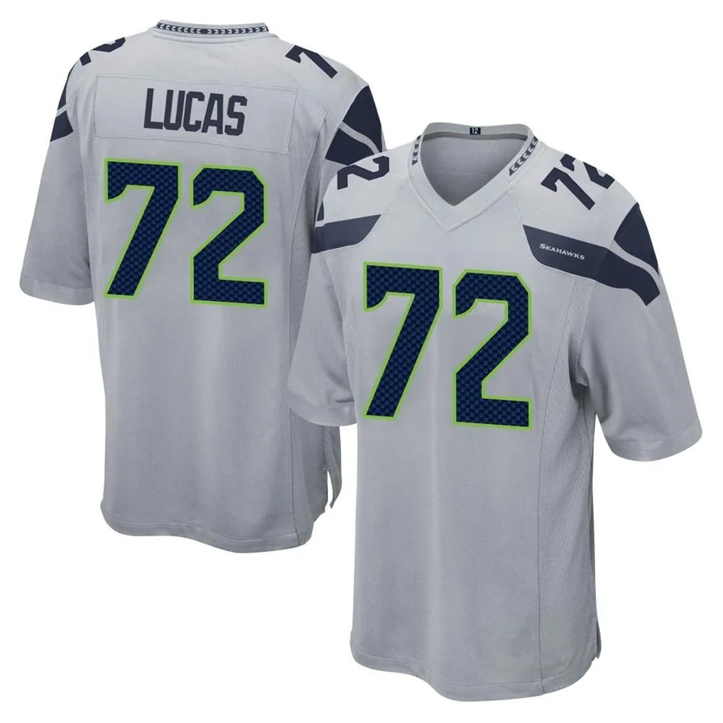 Tocy S.Seahawks #72 Abraham Lucas Player Gray Home Game Stitched Jerseys
