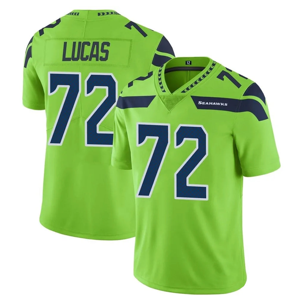 Tocy S.Seahawks #72 Abraham Lucas Player Green Limited Color Rush Home Game Stitched Jerseys