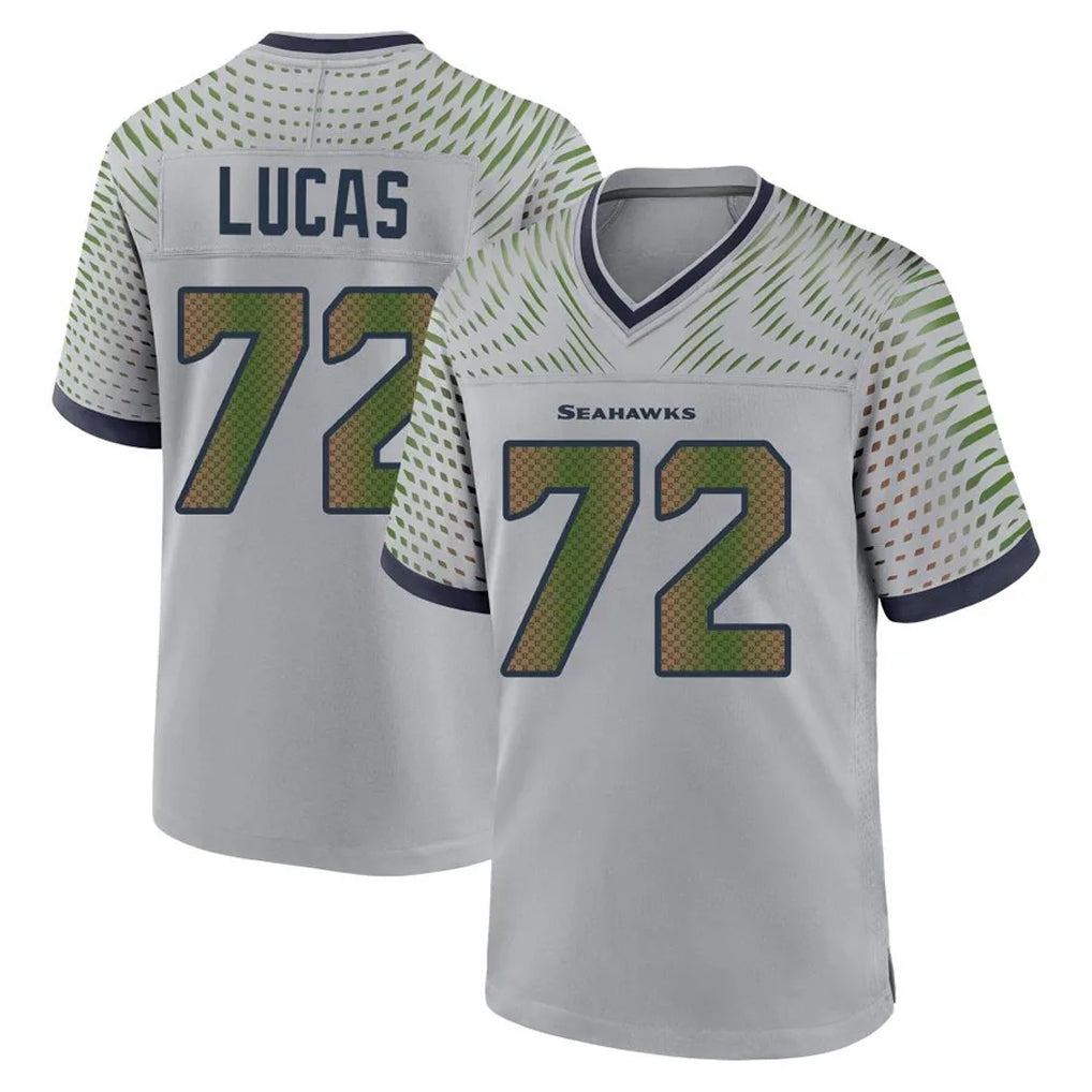 Tocy S.Seahawks #72 Abraham Lucas Player Grey 2025 Rivalries Collection Home Game Stitched Jerseys