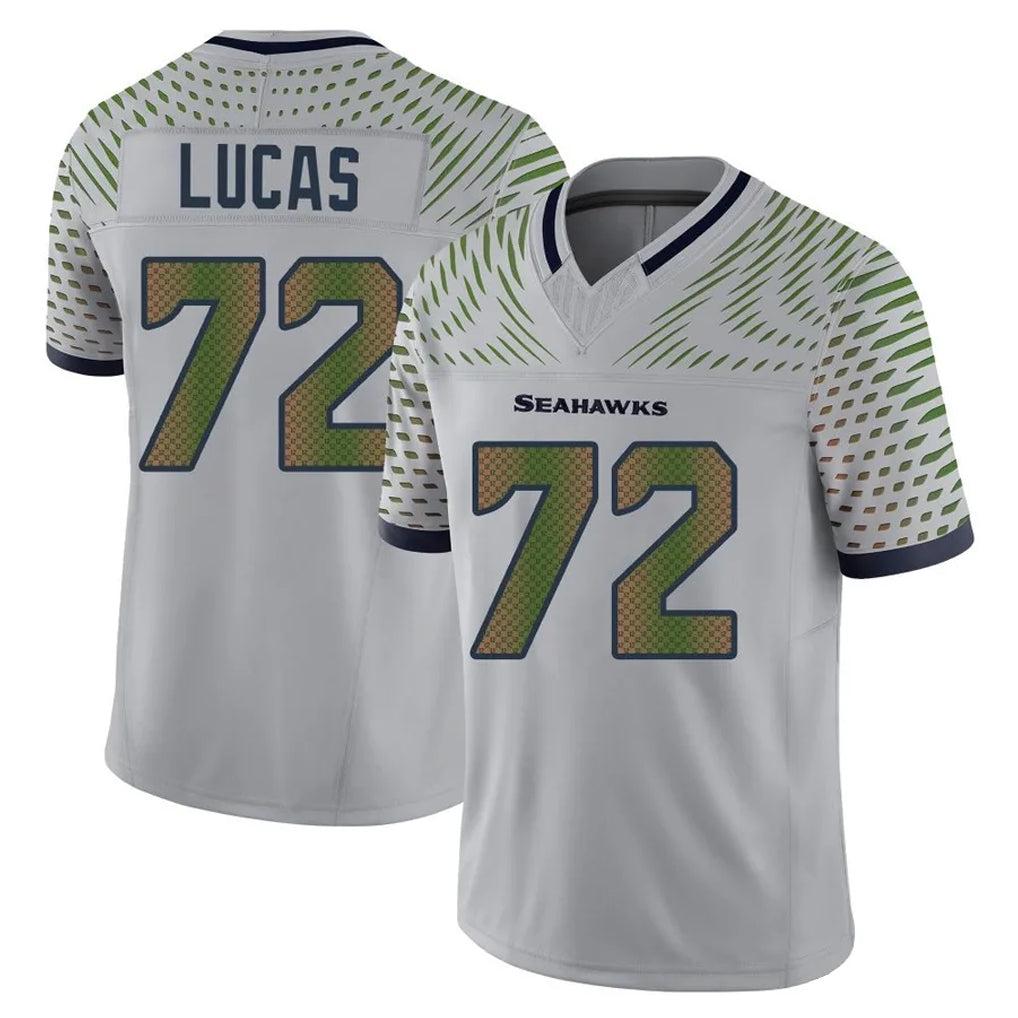 Tocy S.Seahawks #72 Abraham Lucas Player Grey Limited 2025 Rivalries Collection Home Game Stitched Jerseys