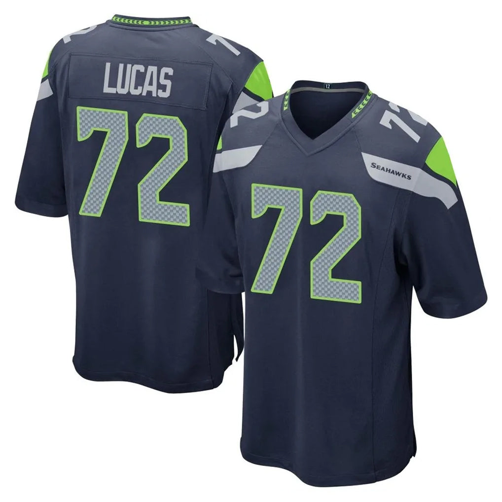 Tocy S.Seahawks #72 Abraham Lucas Player Navy Home Game Stitched Jerseys