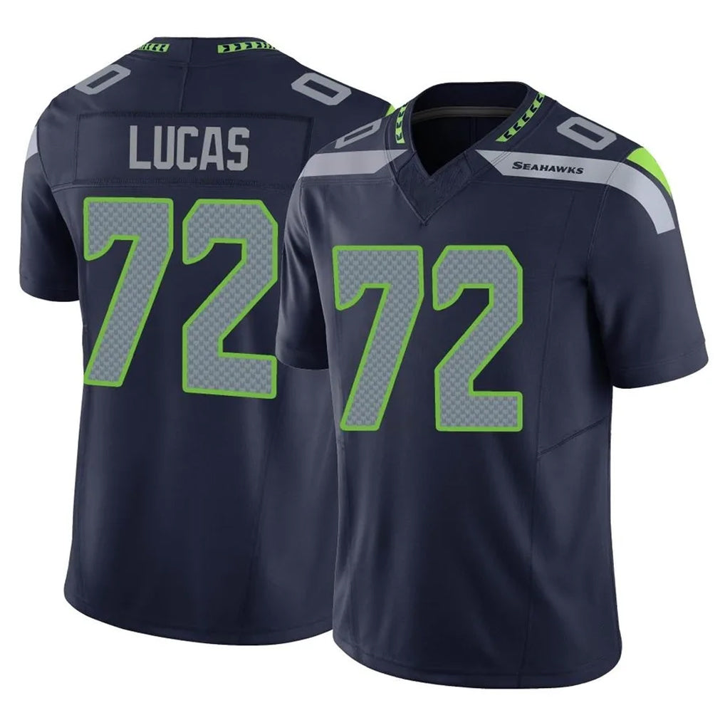 Tocy S.Seahawks #72 Abraham Lucas Player Navy Limited Vapor F.U.S.E. Home Game Stitched Jerseys