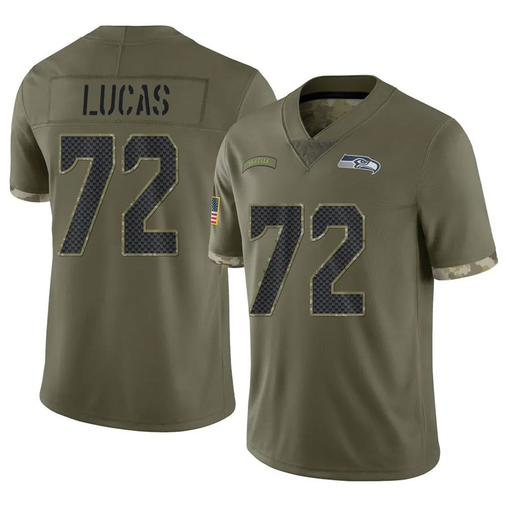 Tocy S.Seahawks #72 Abraham Lucas Player Olive Limited Salute To Service Home Game Stitched Jerseys