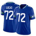 Tocy S.Seahawks #72 Abraham Lucas Player Royal Limited Throwback Vapor F.U.S.E. Home Game Stitched Jerseys