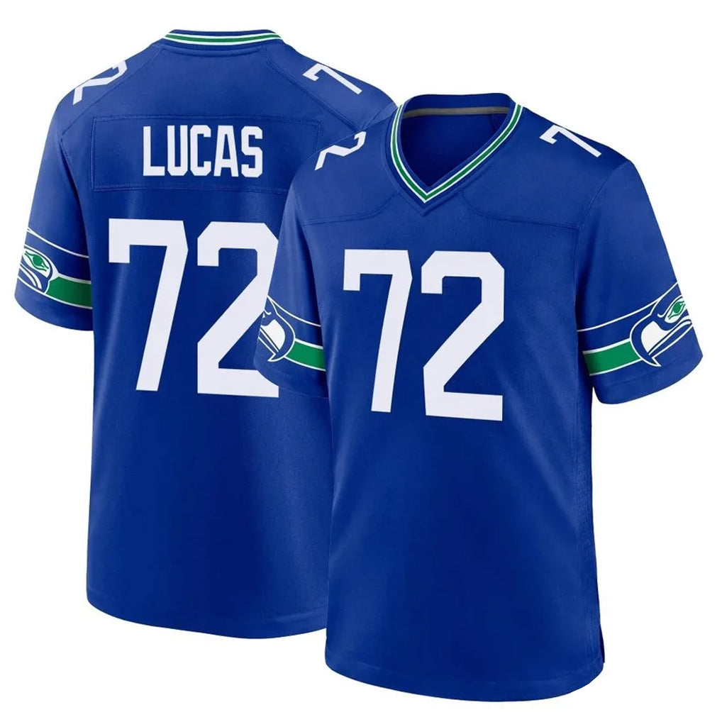 Tocy S.Seahawks #72 Abraham Lucas Player Royal Throwback Home Game Stitched Jerseys