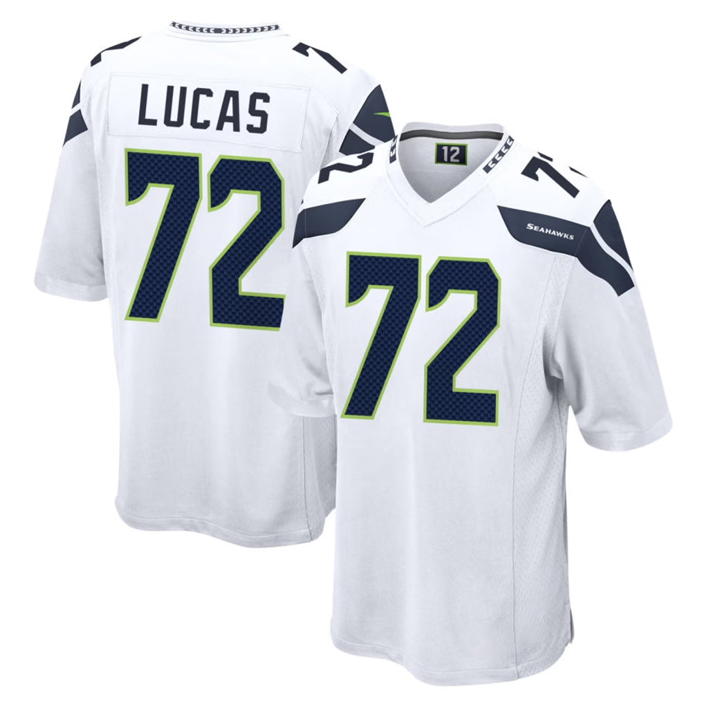 Tocy S.Seahawks #72 Abraham Lucas Player White Home Game Stitched Jerseys
