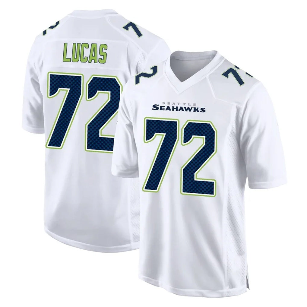 Tocy S.Seahawks #72 Abraham Lucas Player White Tundra Fashion Home Game Stitched Jerseys