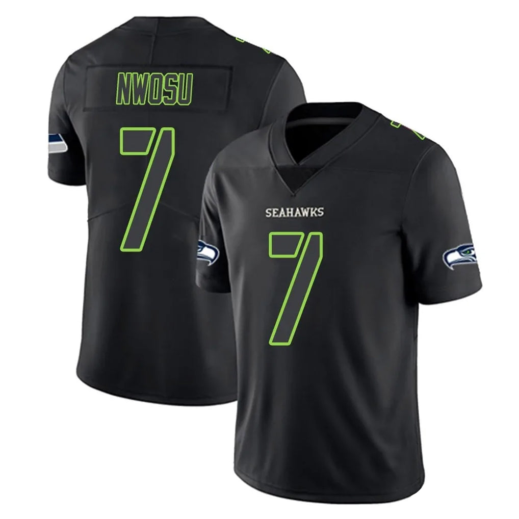 Tocy S.Seahawks #7 Uchenna Nwosu Player Black Impact Limited Home Game Stitched Jerseys