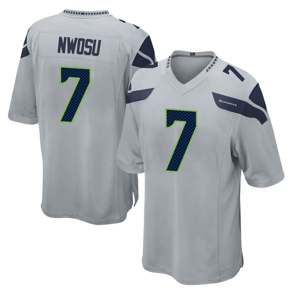 Tocy S.Seahawks #7 Uchenna Nwosu Player Gray Home Game Stitched Jerseys