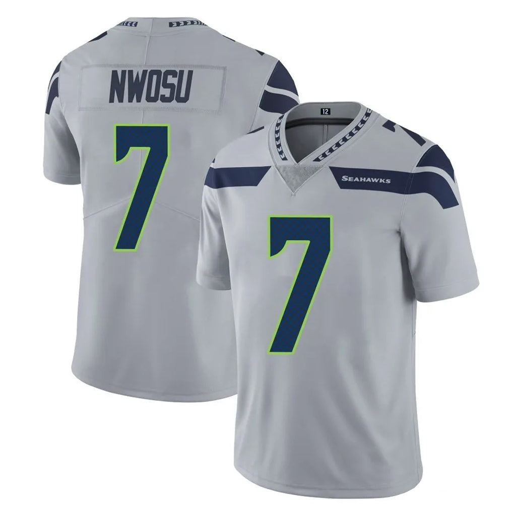 Tocy S.Seahawks #7 Uchenna Nwosu Player Gray Limited Vapor Untouchable Home Game Stitched Jerseys