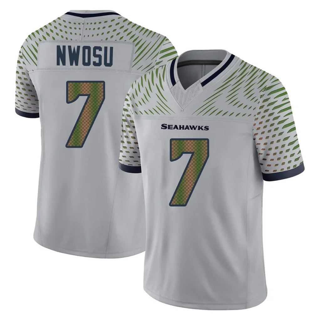 Tocy S.Seahawks #7 Uchenna Nwosu Player Grey Limited 2025 Rivalries Collection Home Game Stitched Jerseys