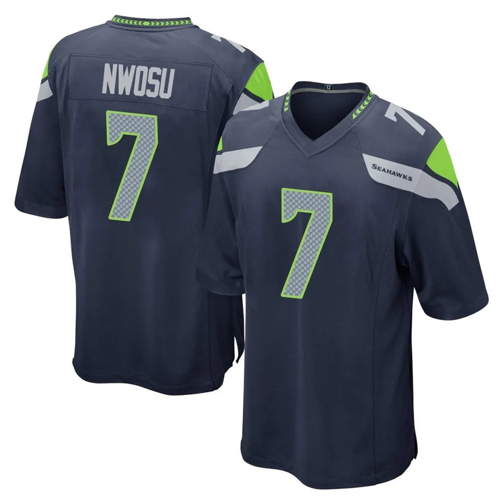 Tocy S.Seahawks #7 Uchenna Nwosu Player Navy Home Game Stitched Jerseys
