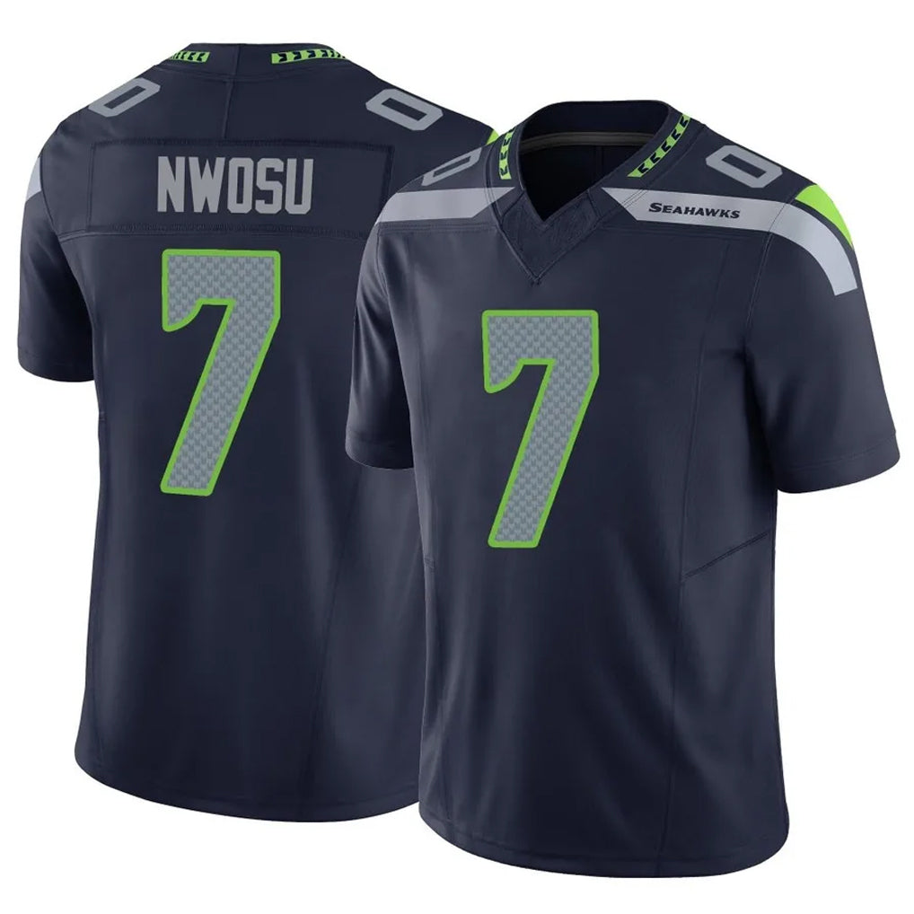 Tocy S.Seahawks #7 Uchenna Nwosu Player Navy Limited Vapor F.U.S.E. Home Game Stitched Jerseys
