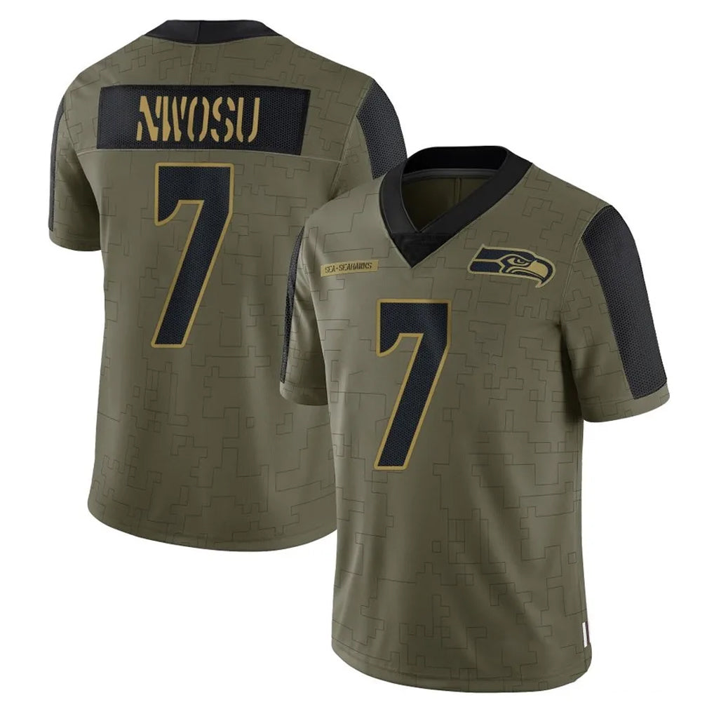 Tocy S.Seahawks #7 Uchenna Nwosu Player Olive Salute To Service Limited Game Stitched Jerseys