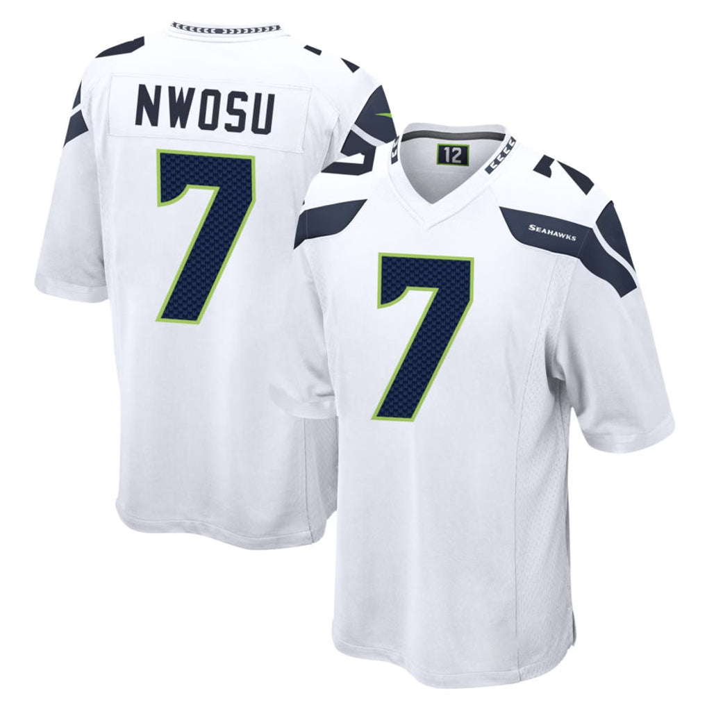 Tocy S.Seahawks #7 Uchenna Nwosu Player White Home Game Stitched Jerseys