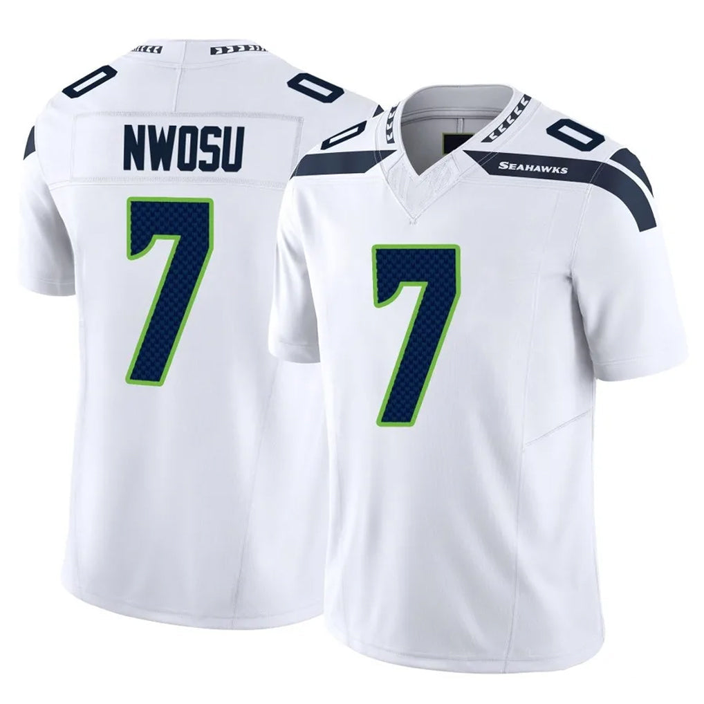 Tocy S.Seahawks #7 Uchenna Nwosu Player White Limited Vapor F.U.S.E. Home Game Stitched Jerseys