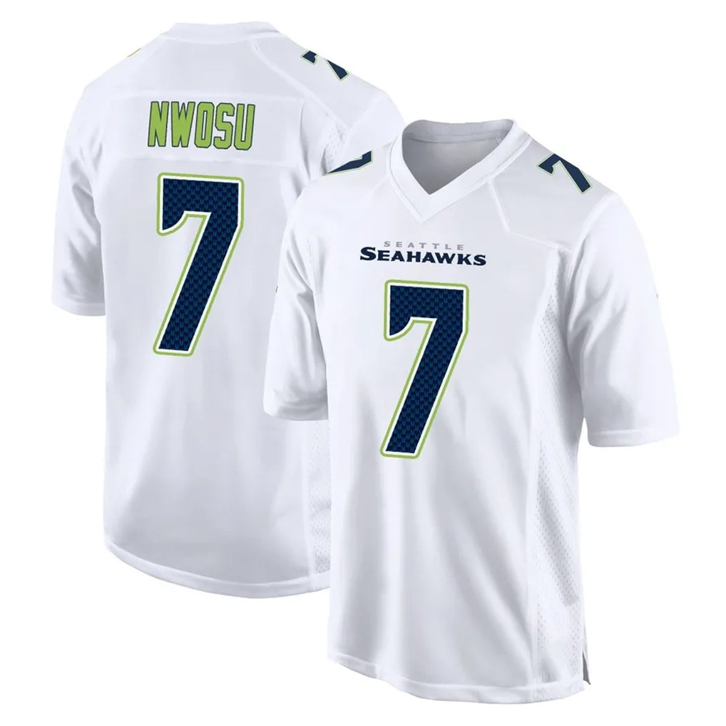 Tocy S.Seahawks #7 Uchenna Nwosu Player White Tundra Fashion Home Game Stitched Jerseys