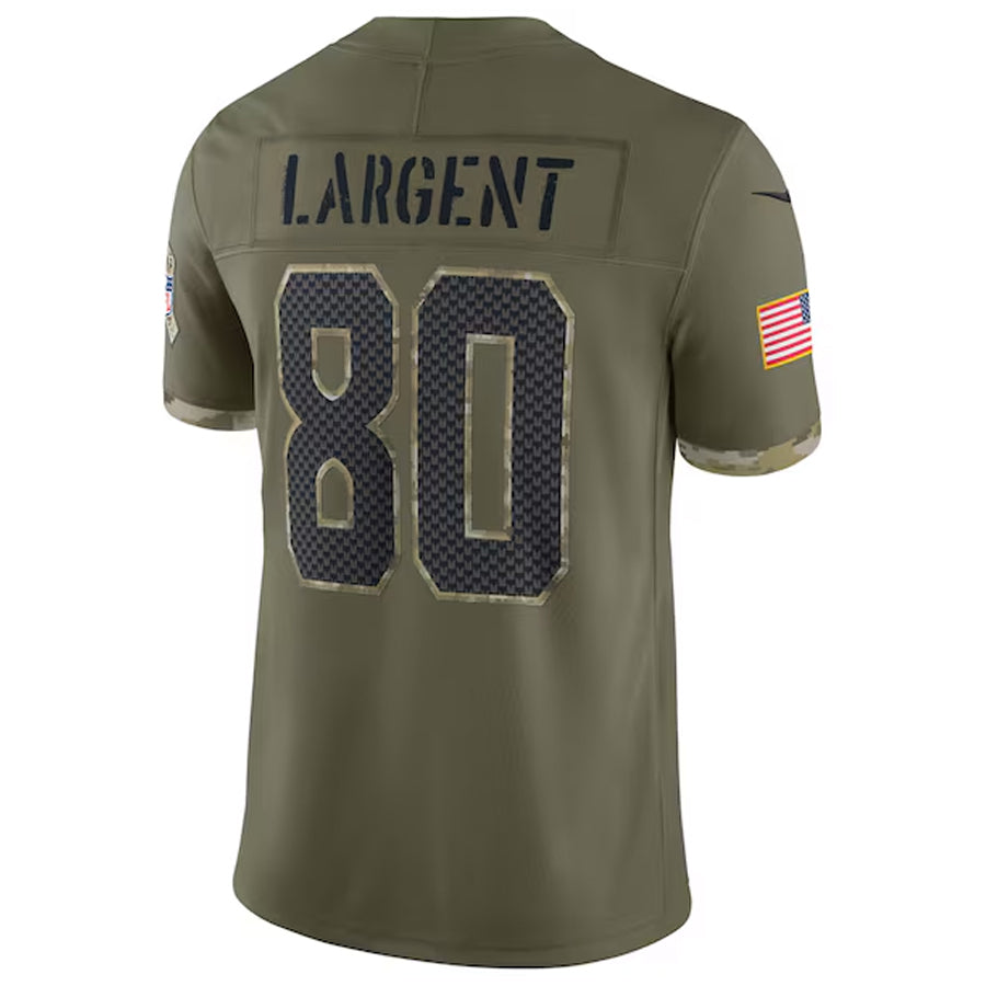 tocy S.Seahawks #80 Steve Largent Player Salute to Service Olive Stitched Jerseys