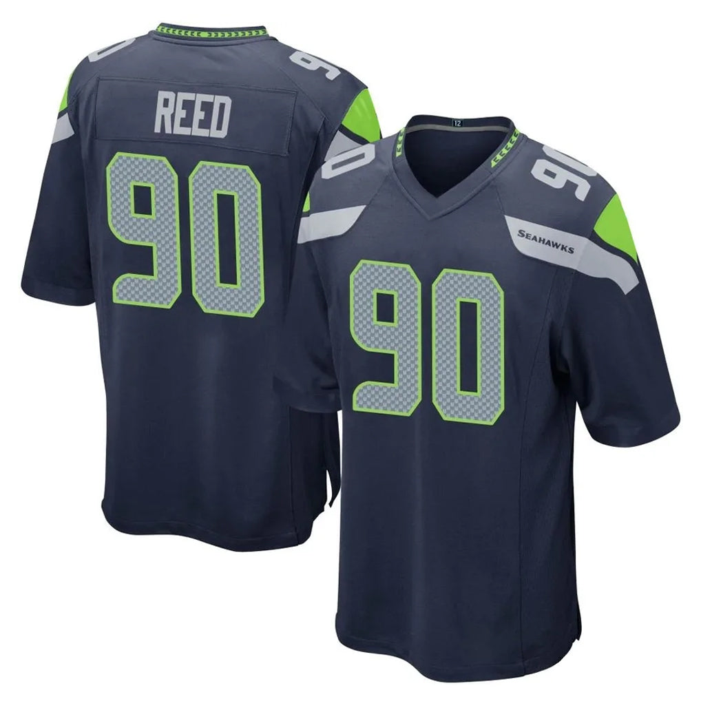 Tocy S.Seahawks #90 Jarran Reed Player Navy Home Game Stitched Jerseys
