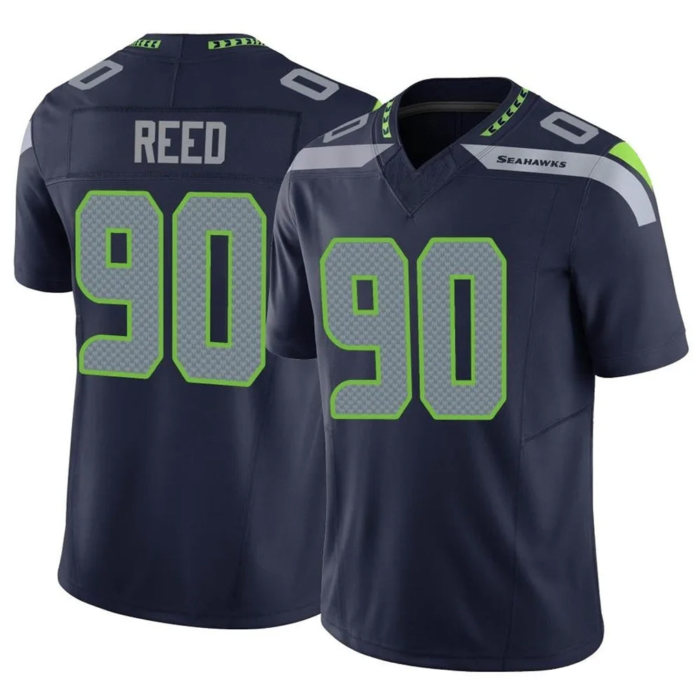 Tocy S.Seahawks #90 Jarran Reed Player Navy Limited Vapor F.U.S.E. Home Game Stitched Jerseys