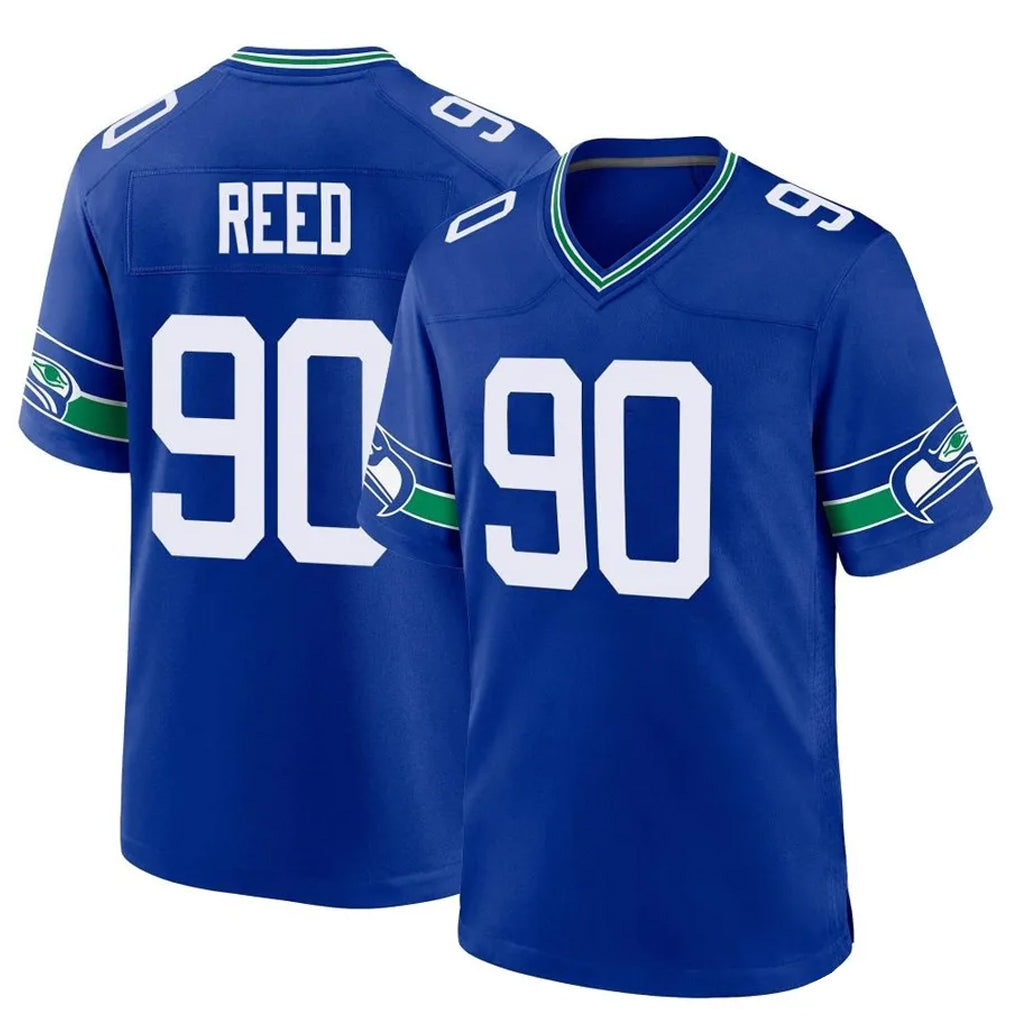 Tocy S.Seahawks #90 Jarran Reed Player Royal Throwback Home Game Stitched Jerseys