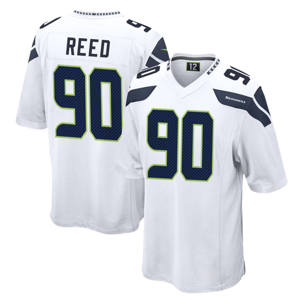 Tocy S.Seahawks #90 Jarran Reed Player White Home Game Stitched Jerseys