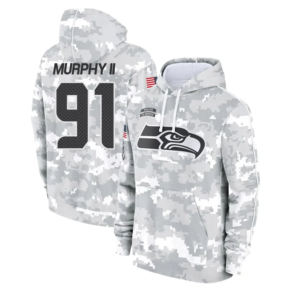 Tocy S.Seahawks #91 Byron Murphy II Player Arctic Camo Limited Salute to Service Pullover Hoodies Game Stitched Jerseys