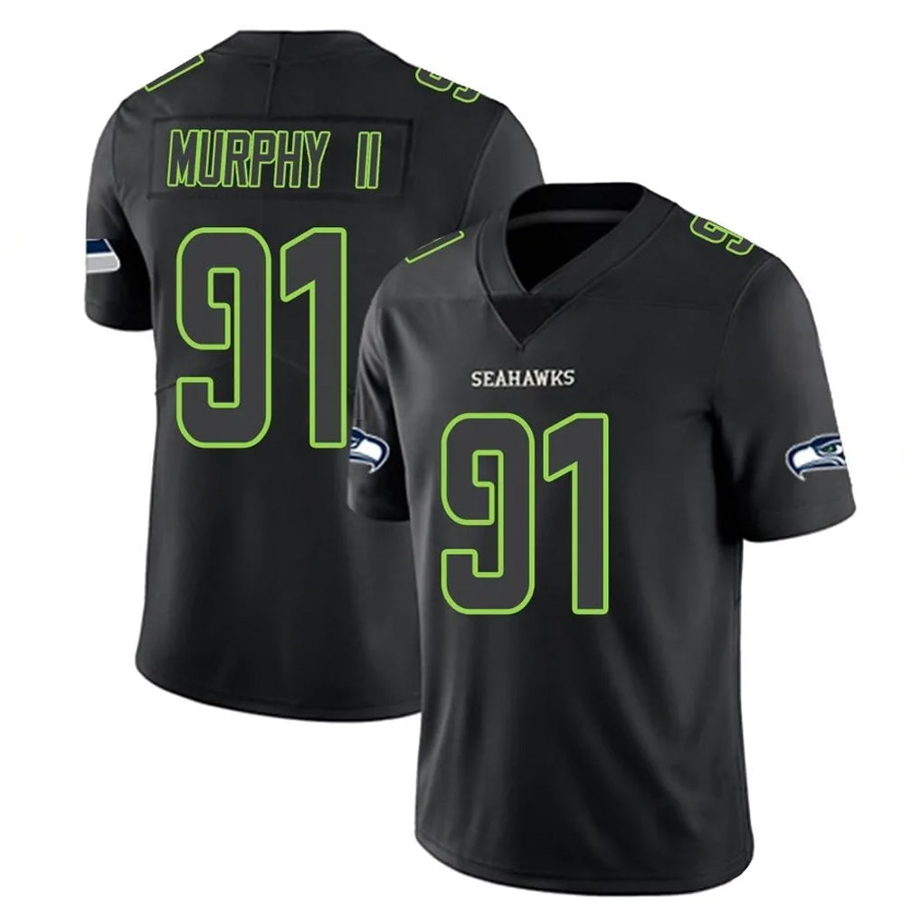Tocy S.Seahawks #91 Byron Murphy II Player Black Impact Limited Home Game Stitched Jerseys