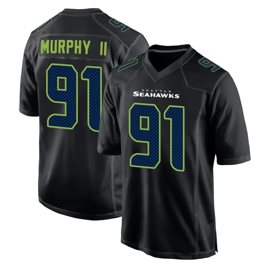 Tocy S.Seahawks #91 Byron Murphy II Player Black Limited Fashion Home Game Stitched Jerseys