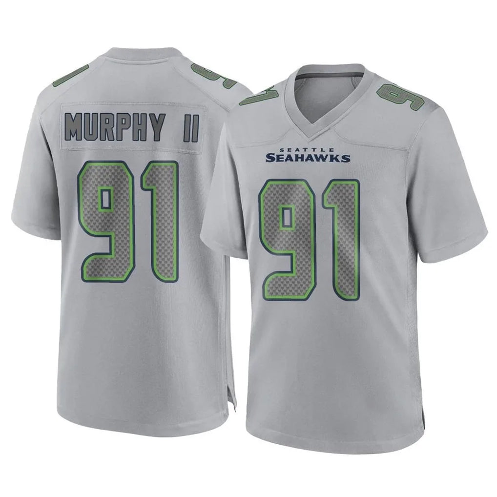 Tocy S.Seahawks #91 Byron Murphy II Player Gray Atmosphere Fashion Home Game Stitched Jerseys