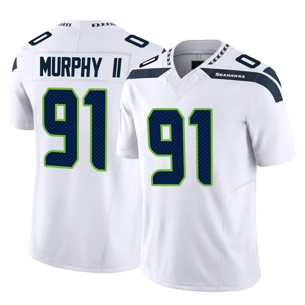 Tocy S.Seahawks #91 Byron Murphy II Player White Limited Vapor F.U.S.E. Home Game Stitched Jerseys