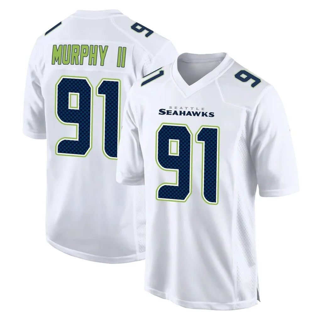 Tocy S.Seahawks #91 Byron Murphy II Player White Tundra Fashion Home Game Stitched Jerseys