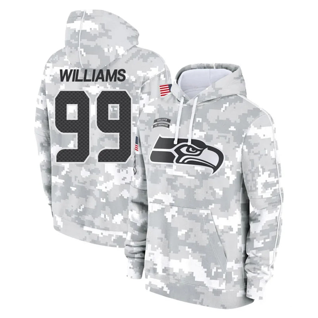 Tocy S.Seahawks #99 Leonard Williams Player Arctic Camo Limited Salute to Service Pullover Hoodies Game Stitched Jerseys